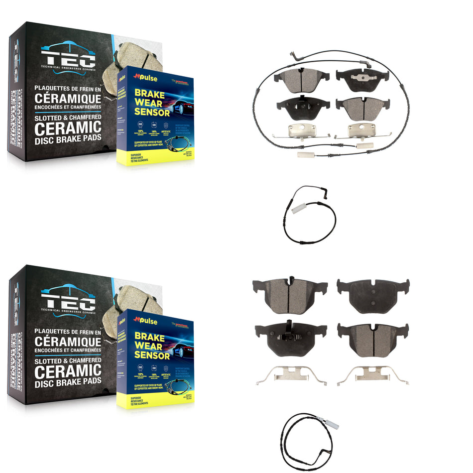 Front Rear Semi-Metallic Disc Brake Pads And Extra Wear Sensor Kit For BMW 335i 335d 3.0L KPW-100199