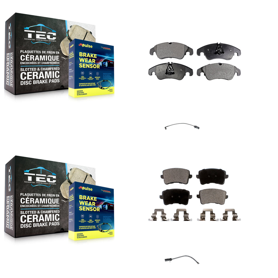 Front Rear Semi-Metallic Disc Brake Pads And Wear Sensors Kit For Audi Q5 KPW-100203