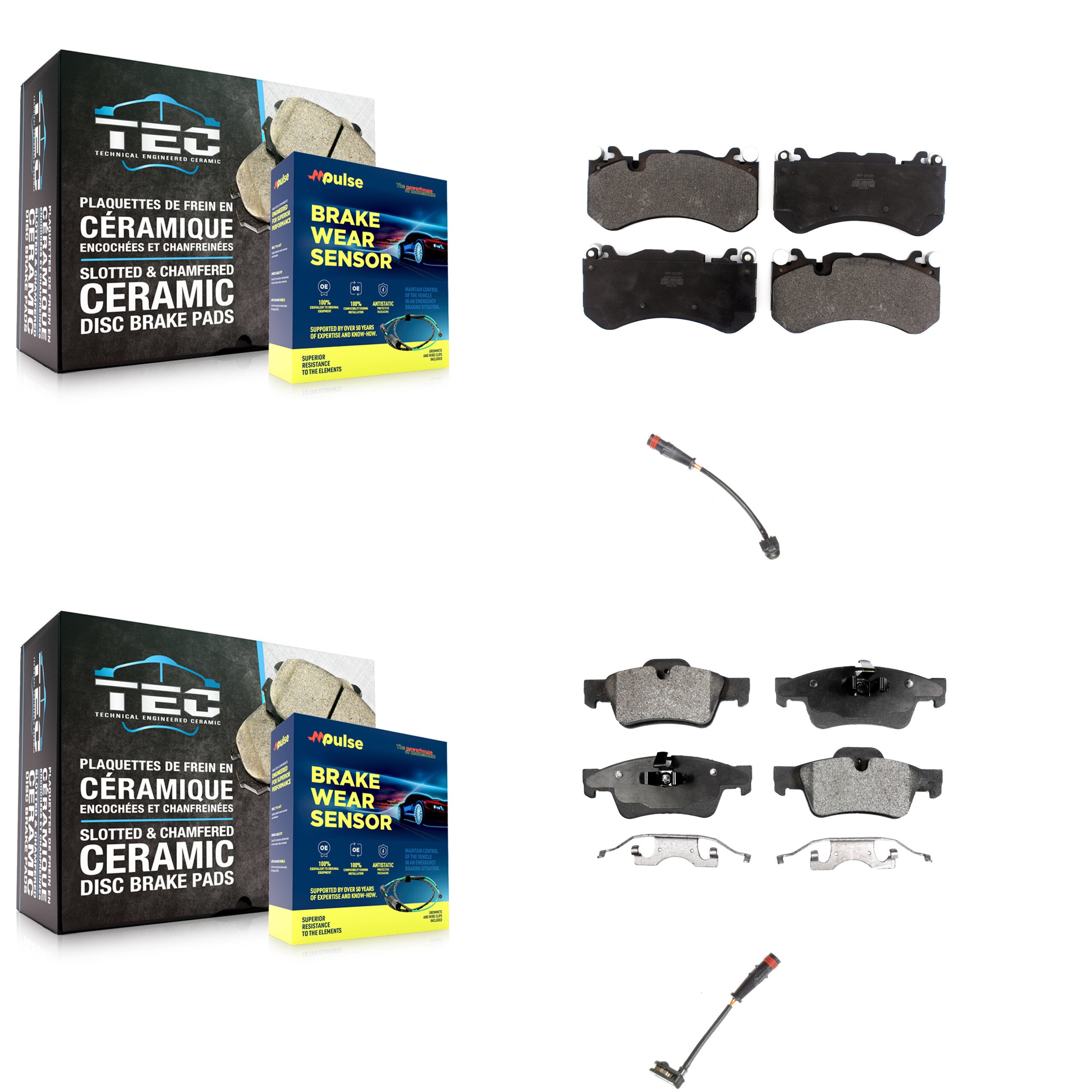 Front Rear Semi-Metallic Disc Brake Pad And Wear Sensor Kit For Mercedes-Benz G63 AMG G65 KPW-100206