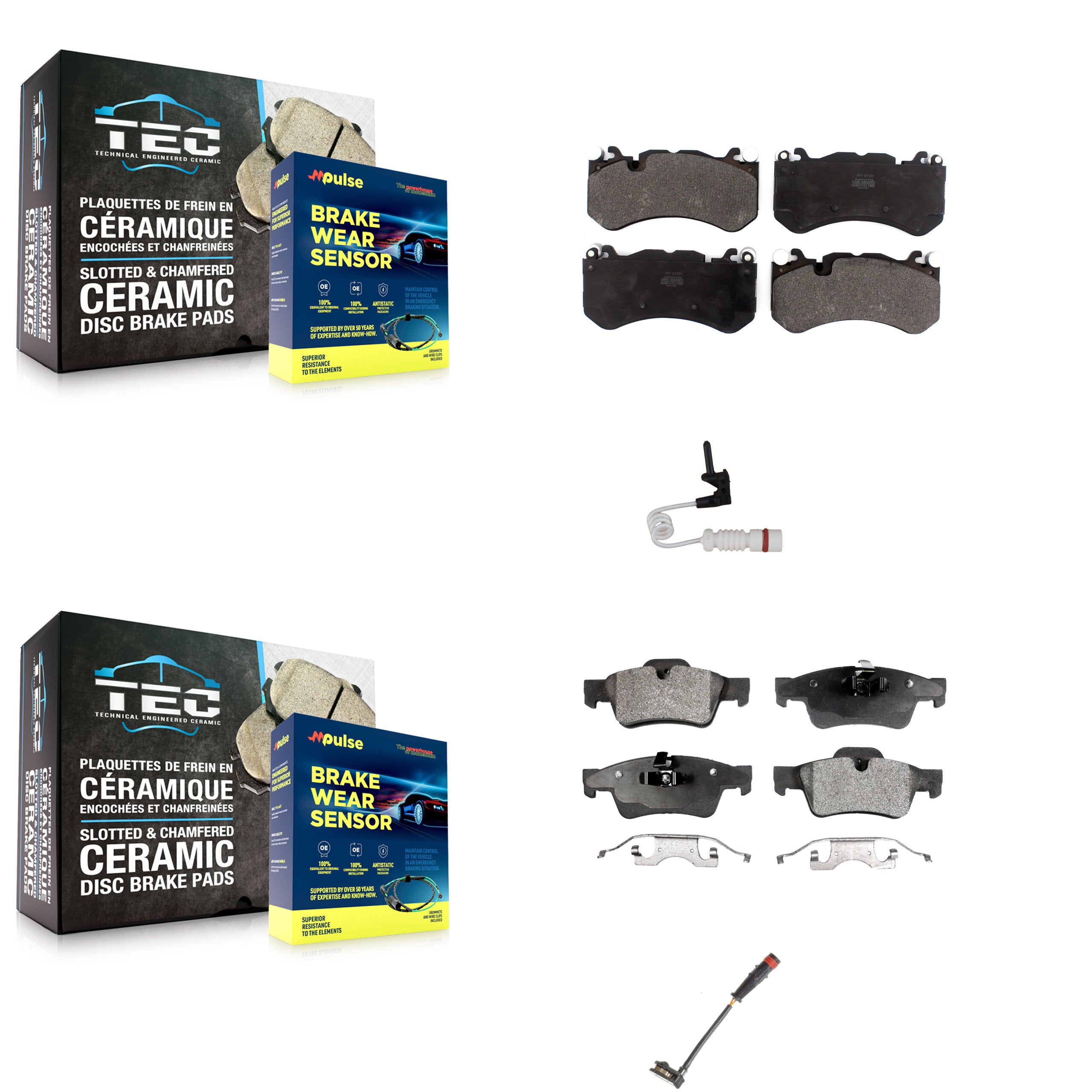 Front Rear Semi-Metallic Disc Brake Pads And Wear Sensors Kit For Mercedes-Benz G63 AMG KPW-100208