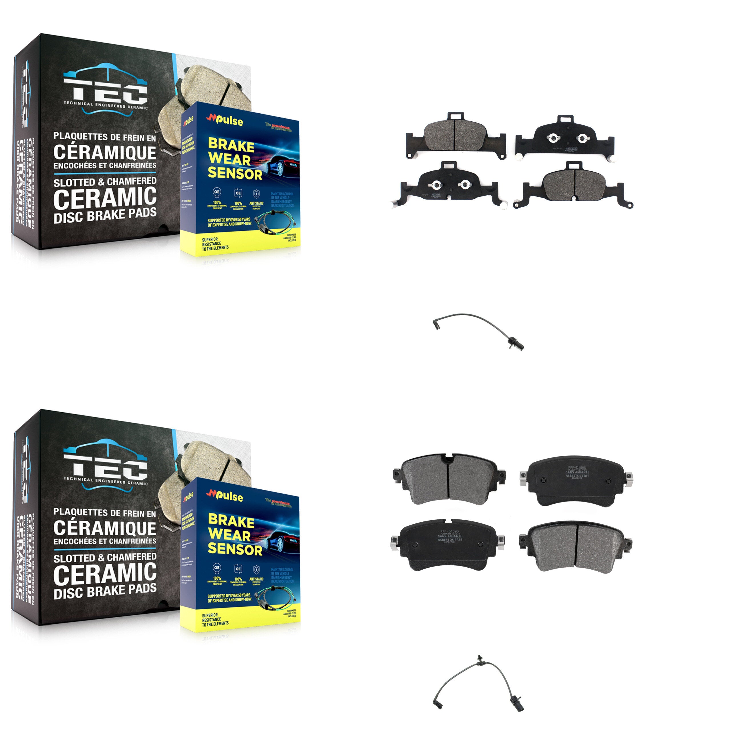 Front Rear Semi-Metallic Disc Brake Pads Wear Sensor Kit For Audi A4 Quattro A5 Sportback KPW-100213