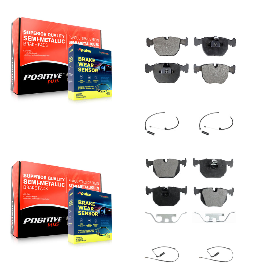 Front Rear Semi-Metallic Disc Brake Pads And Wear Sensors Kit For BMW X5 KPW-100220