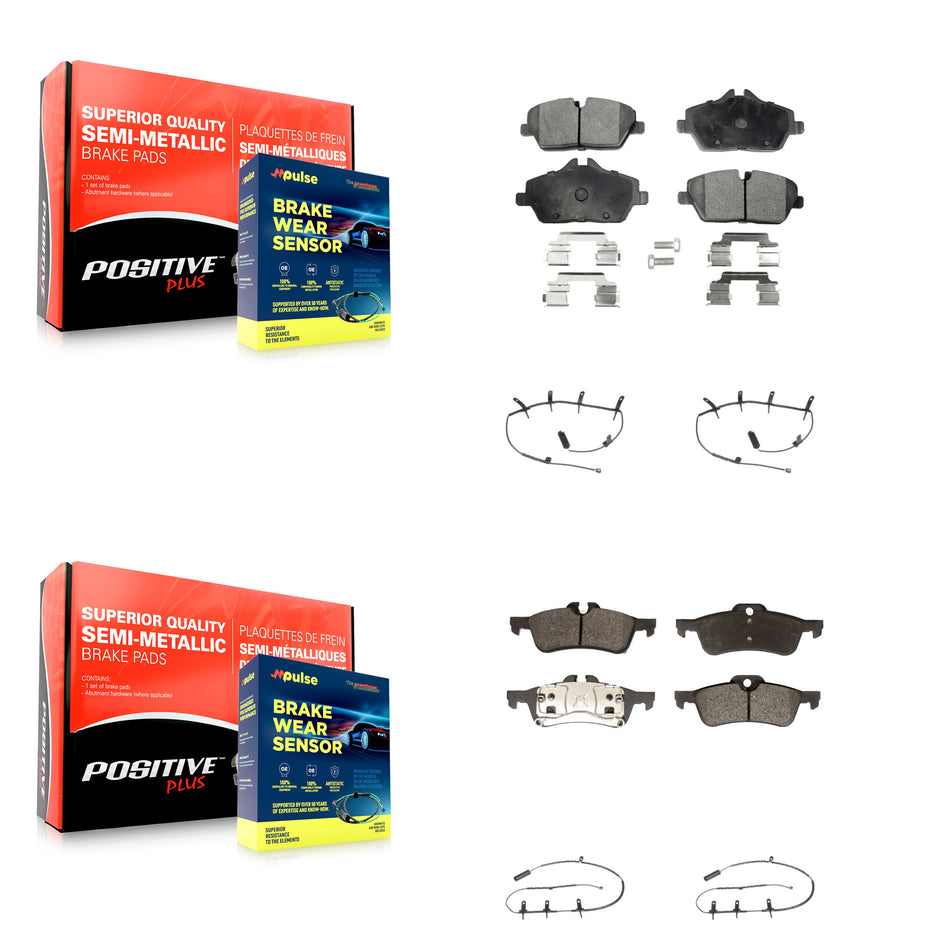 Front Rear Semi-Metallic Disc Brake Pads And Wear Sensors Kit For Mini Cooper KPW-100224