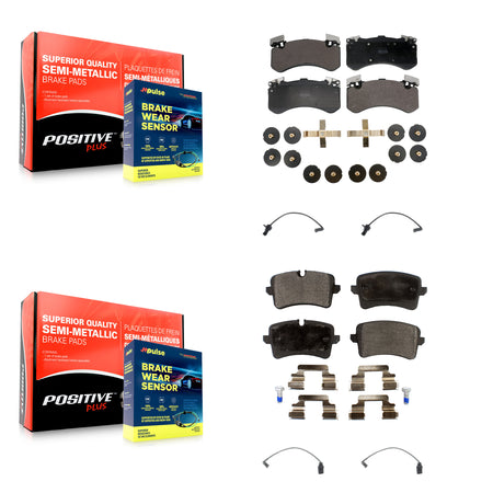 Front Rear Semi-Metallic Disc Brake Pads And Wear Sensors Kit For Audi S6 S7 KPW-100238