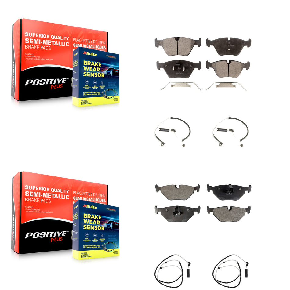 Front Rear Semi-Metallic Disc Brake Pads And Wear Sensors Kit For BMW Z4 KPW-100242