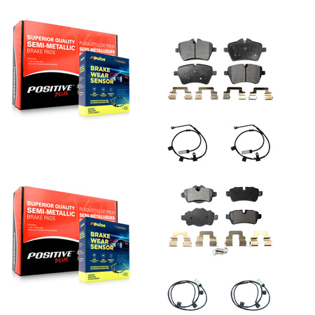 Front Rear Semi-Metallic Disc Brake Pads And Wear Sensors Kit For Mini Cooper 1.6L KPW-100244