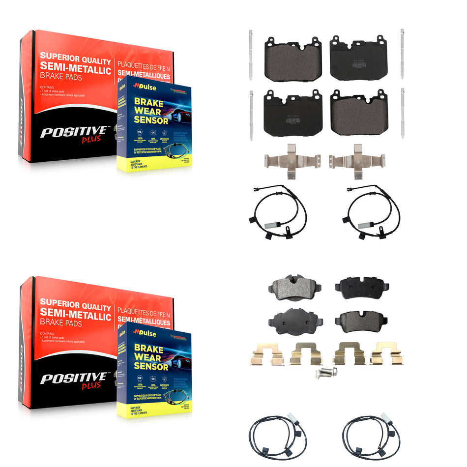 Front Rear Semi-Metallic Disc Brake Pads And Wear Sensors Kit For Mini Cooper KPW-100246
