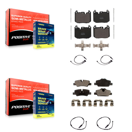 Front Rear Semi-Metallic Disc Brake Pads And Wear Sensors Kit For Mini Cooper KPW-100248