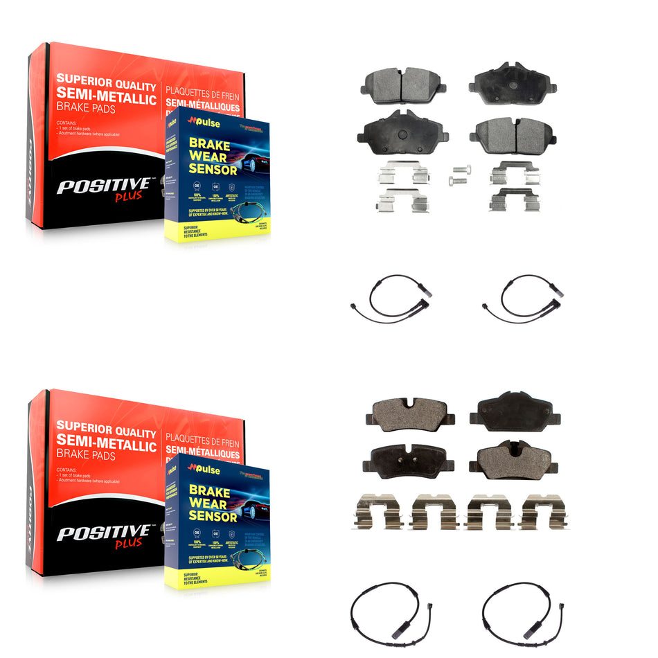 Front Rear Semi-Metallic Disc Brake Pads And Wear Sensors Kit For Mini Cooper KPW-100250