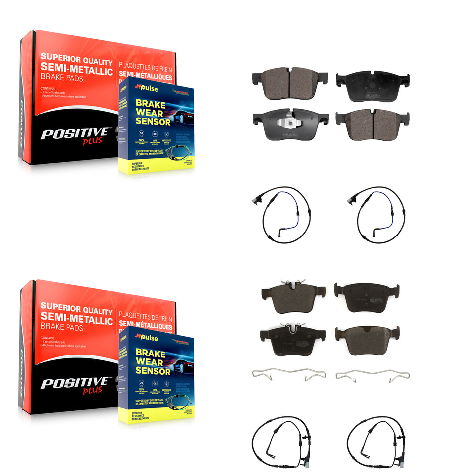 Front Rear Semi-Metallic Disc Brake Pads And Wear Sensors Kit For Jaguar XE XF KPW-100256