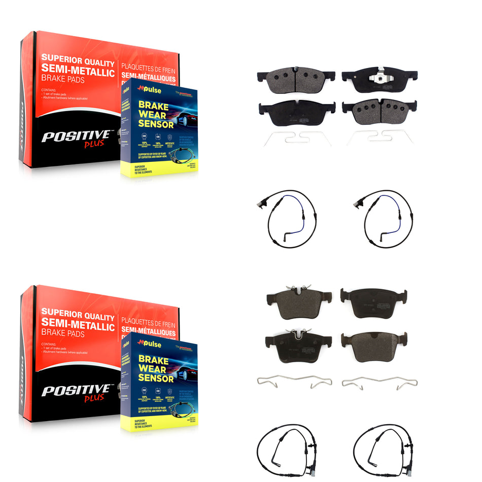Front Rear Semi-Metallic Disc Brake Pads And Wear Sensors Kit For Jaguar XE XF KPW-100258