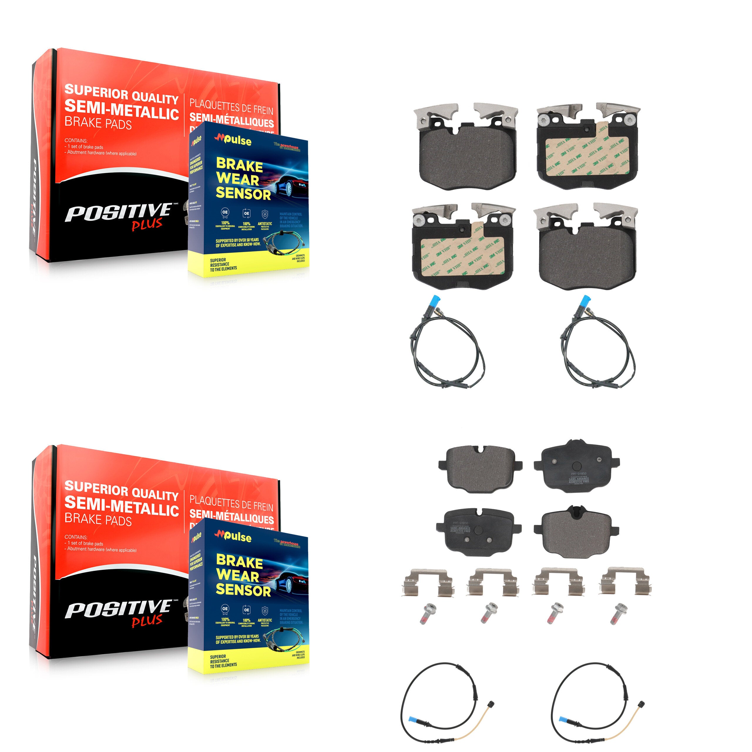 Front Rear Semi-Metallic Disc Brake Pads And Wear Sensors Kit For BMW X4 KPW-100263