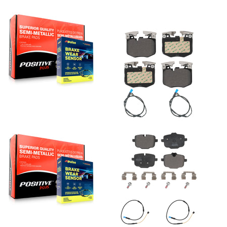 Front Rear Semi-Metallic Disc Brake Pads And Wear Sensors Kit For BMW X4 KPW-100263