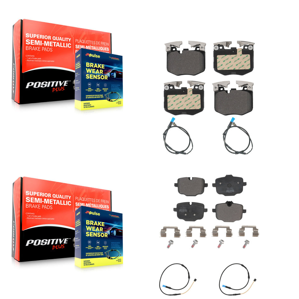Front Rear Semi-Metallic Disc Brake Pads And Wear Sensors Kit For BMW X4 KPW-100263