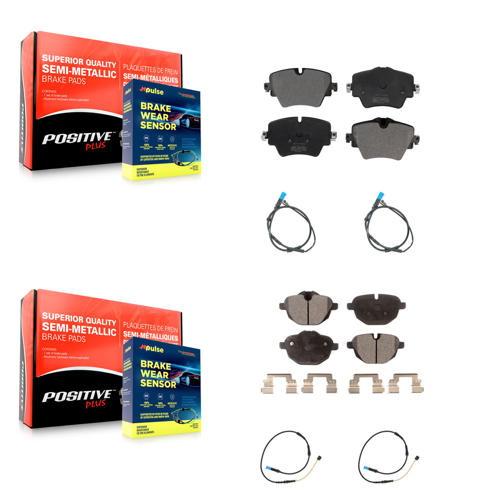 Front Rear Semi-Metallic Disc Brake Pads And Wear Sensors Kit For BMW X4 KPW-100264