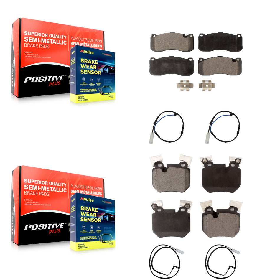 Front Rear Semi-Metallic Disc Brake Pads And Wear Sensors Kit For BMW 135i 135is 3.0L KPW-100269