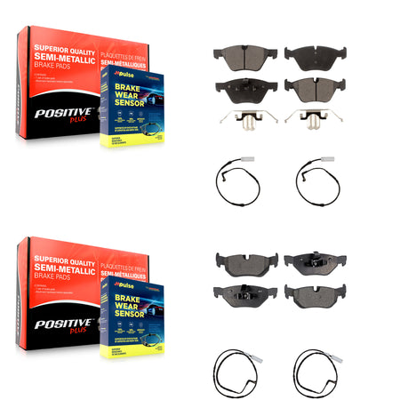 Front Rear Semi-Metallic Disc Brake Pads And Wear Sensors Kit For BMW 128i 328i 323i 325i KPW-100271