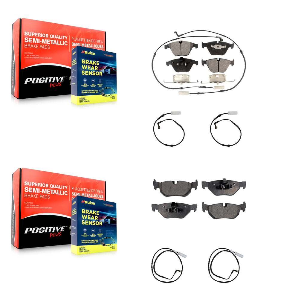 Front Rear Semi-Metallic Disc Brake Pads And Extra Wear Sensors Kit For BMW 328i 323i KPW-100274