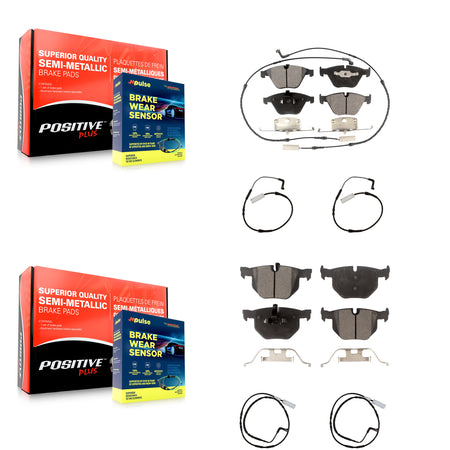 Front Rear Semi-Metallic Disc Brake Pads And Extra Wear Sensor Kit For BMW 335i 335d 3.0L KPW-100275