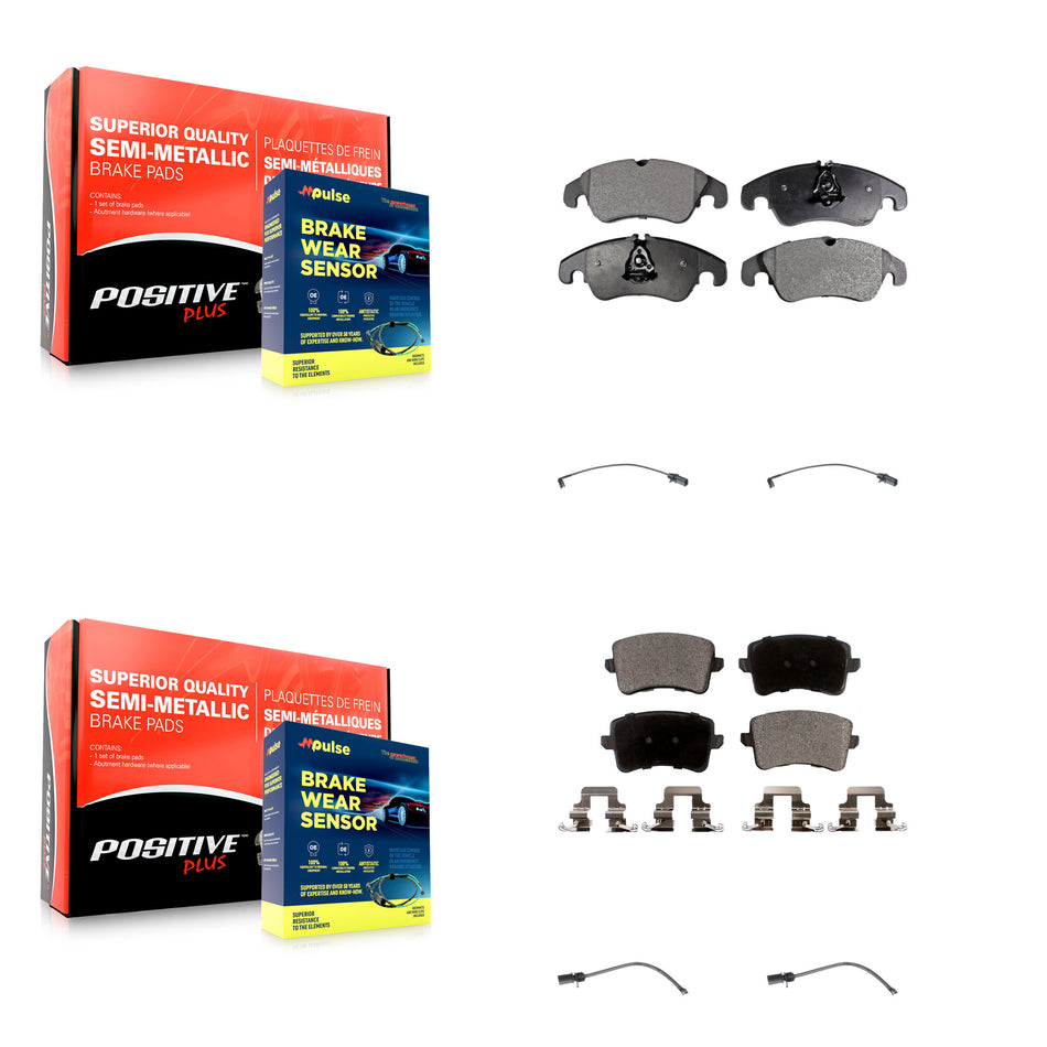 Front Rear Semi-Metallic Disc Brake Pads And Wear Sensors Kit For Audi Q5 KPW-100281