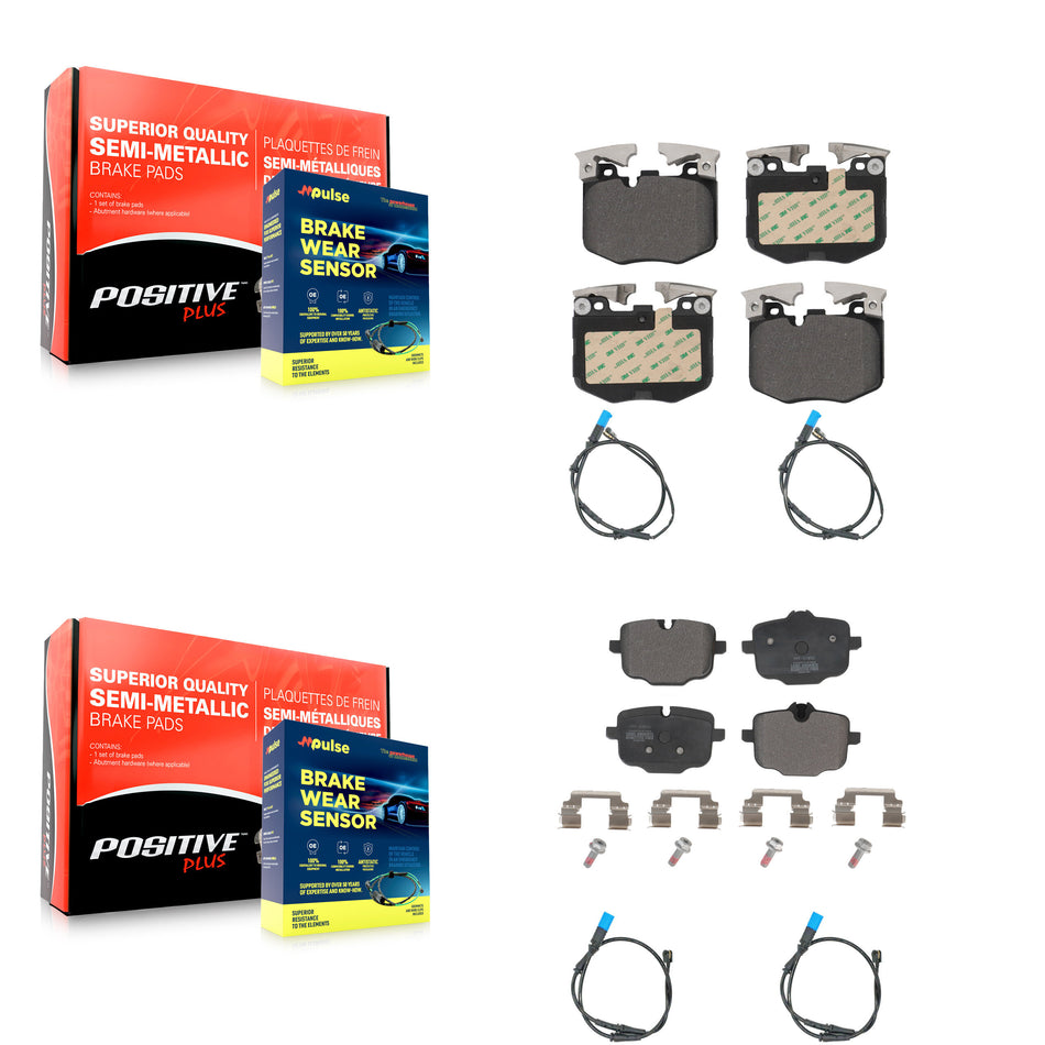 Front Rear Semi-Metallic Disc Brake Pads And Wear Sensors Kit For BMW X3 KPW-100282