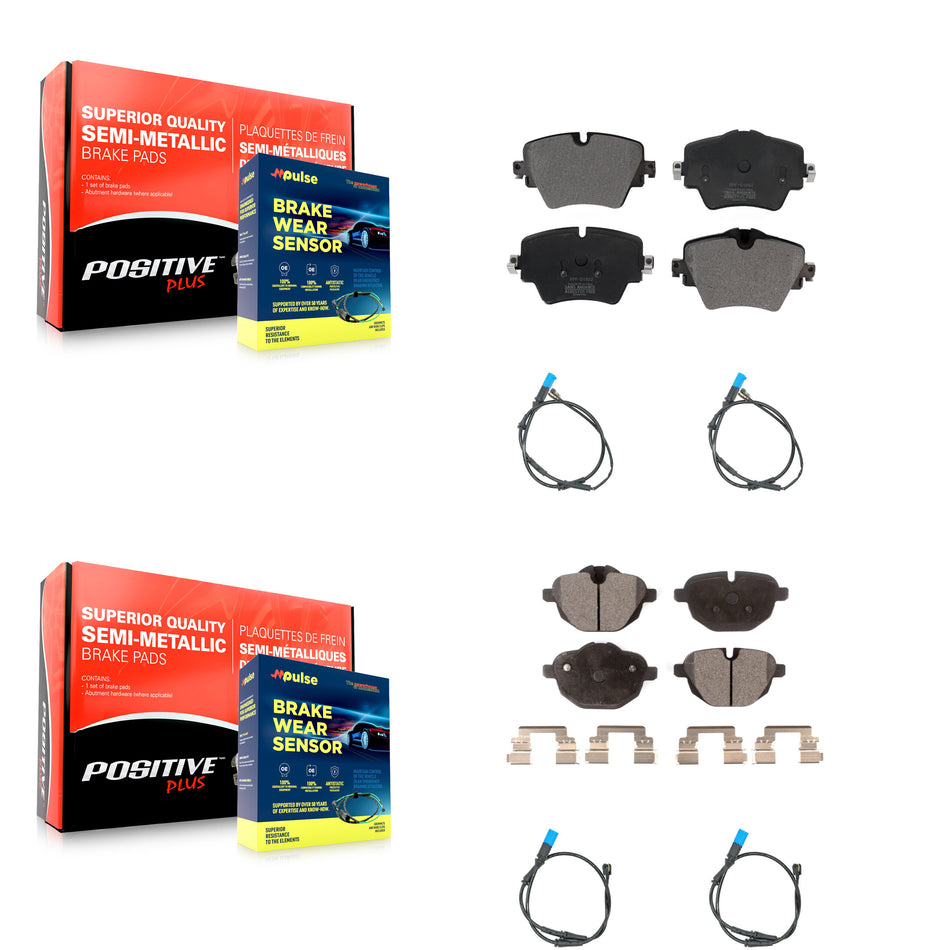 Front Rear Semi-Metallic Disc Brake Pads And Wear Sensors Kit For BMW X3 KPW-100283