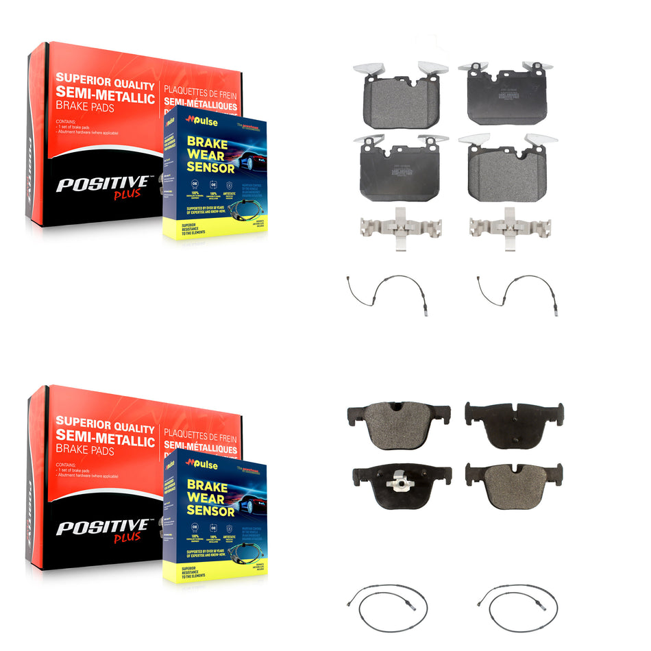 Front Rear Semi-Metallic Brake Pads Wear Sensor Kit For BMW 340i xDrive 435i 440i Gran GT KPW-100288