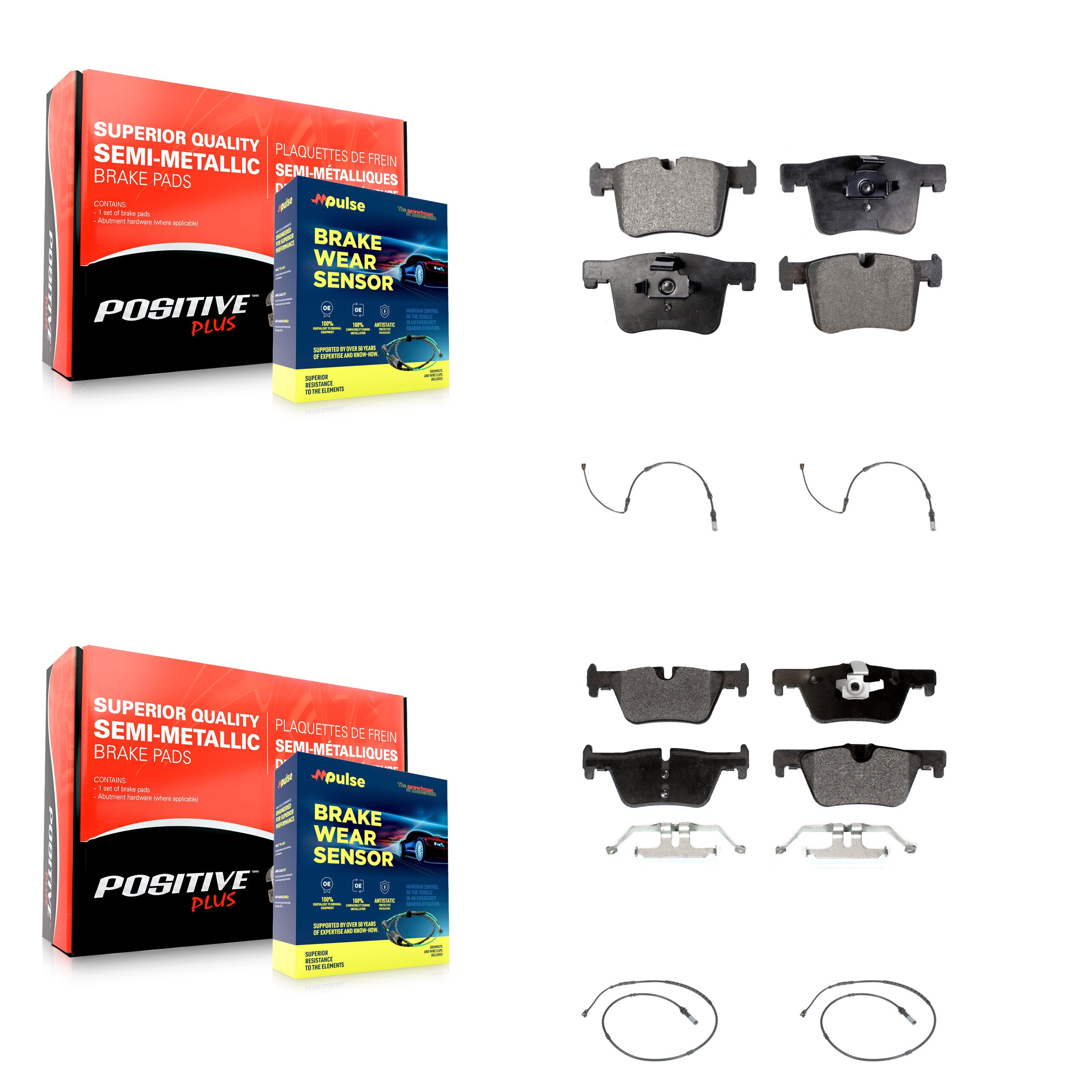 Front Rear Semi-Metallic Disc Brake Pad And Wear Sensor Kit For BMW 320i xDrive 328d 2.0L KPW-100292