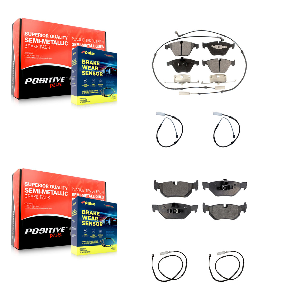 Front Rear Semi-Metallic Disc Brake Pads And Extra Wear Sensors Kit For BMW X1 KPW-100304