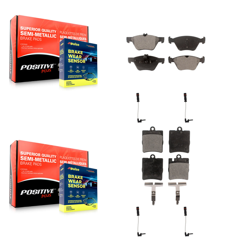 Front Rear Semi-Metallic Brake Pad And Wear Sensor Kit For Mercedes-Benz E320 CLK320 E430 KPW-100307