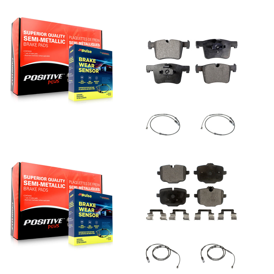 Front Rear Semi-Metallic Disc Brake Pads And Wear Sensors Kit For 2012 BMW X3 From 10 11 KPW-100309