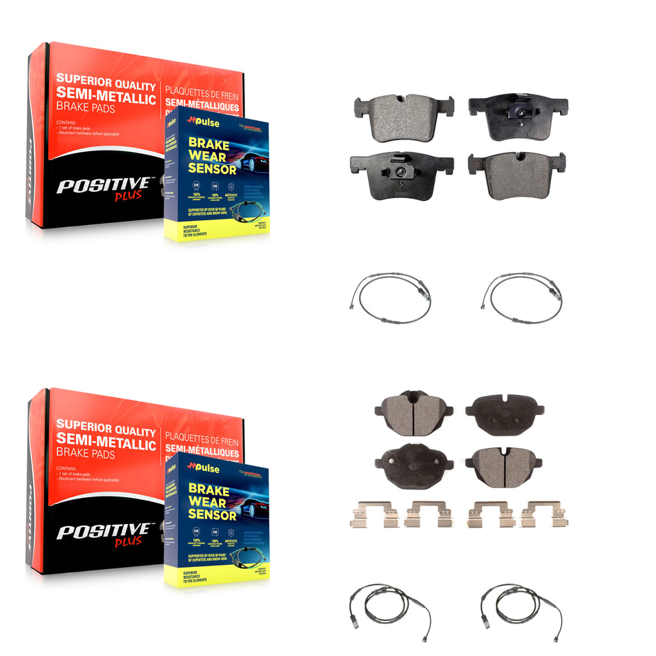 Front Rear Semi-Metallic Disc Brake Pads And Wear Sensors Kit For BMW X3 X4 KPW-100310