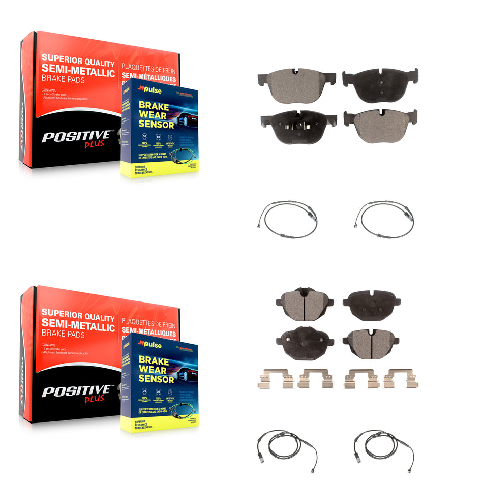 Front Rear Semi-Metallic Disc Brake Pads And Wear Sensors Kit For 2016-2018 BMW X4 M40i KPW-100311
