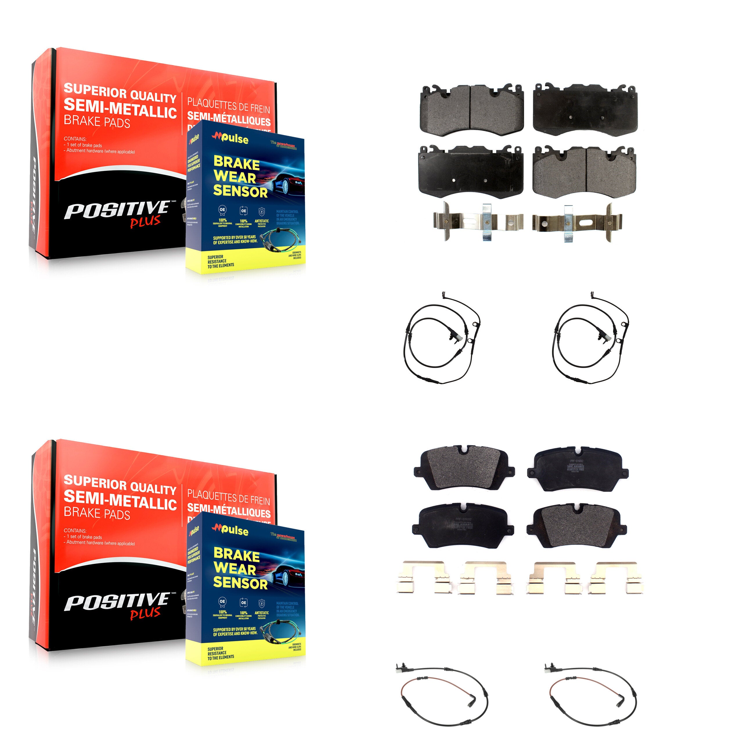 Front Rear Semi-Metallic Disc Brake Pads And Wear Sensors Kit For Land Rover Range Sport KPW-100312