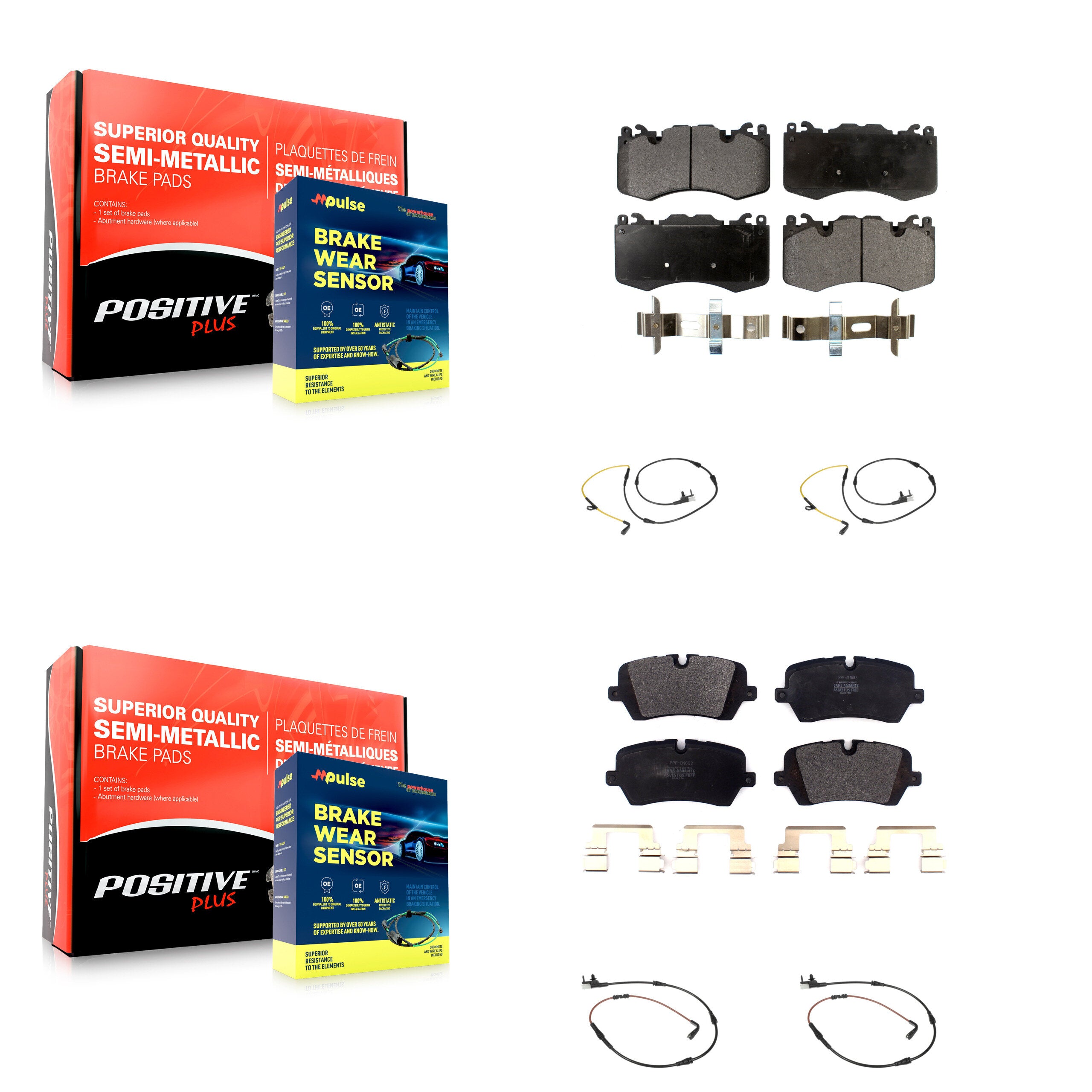 Front Rear Semi-Metallic Disc Brake Pads And Wear Sensors Kit For Land Rover Range Sport KPW-100313