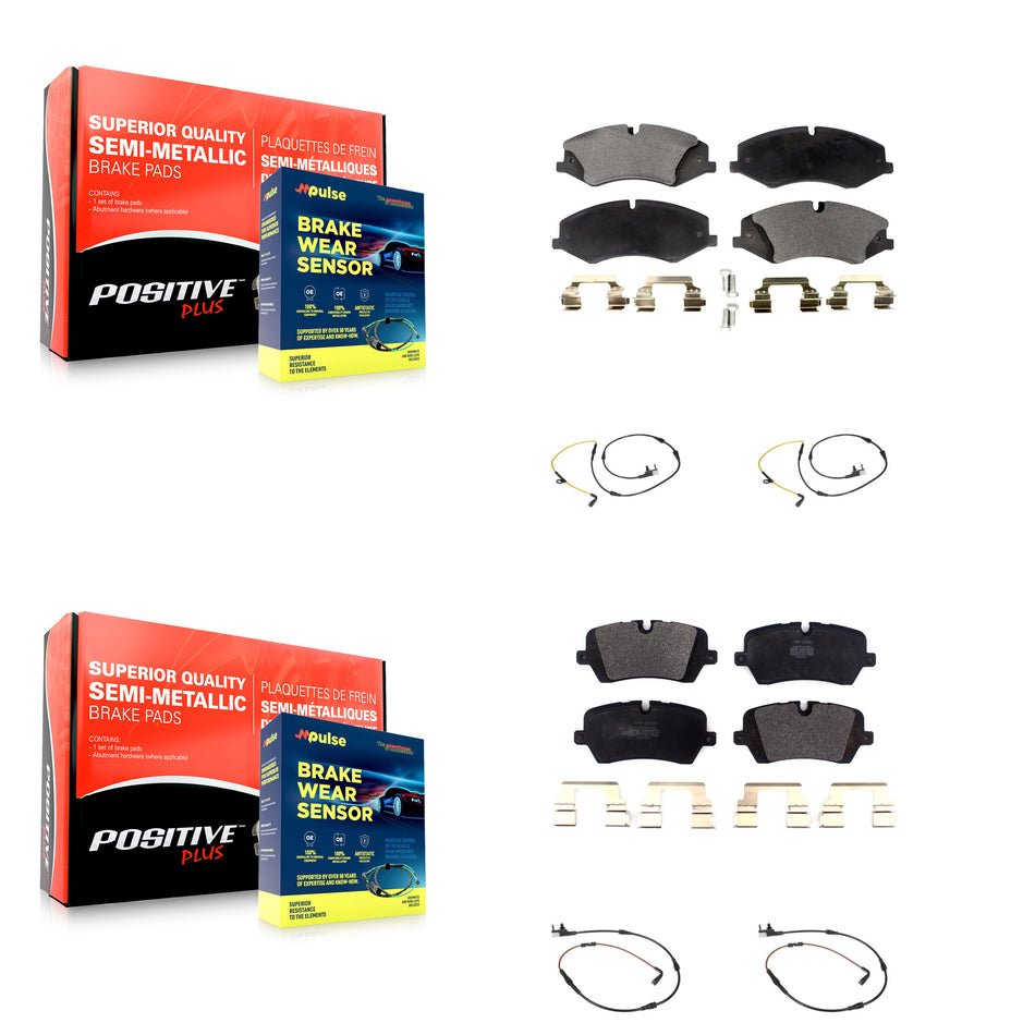 Front Rear Semi-Metallic Brake Pad & Wear Sensor Kit For Land Rover Range Sport Discovery KPW-100314