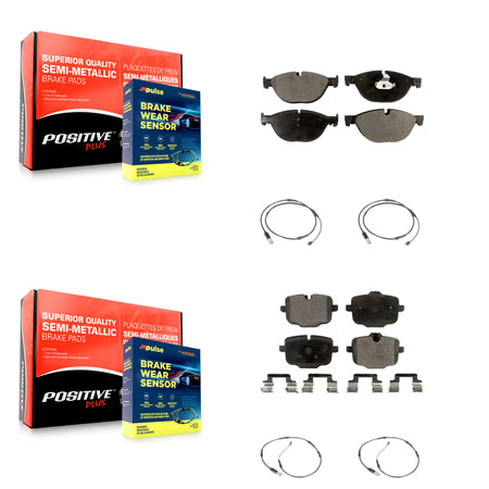 Front Rear Semi-Metallic Brake Pads & Wear Sensor Kit For BMW 650i xDrive Gran Coupe 550i KPW-100319