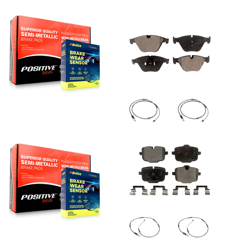Front Rear Semi-Metallic Brake Pads & Wear Sensor Kit For BMW 535i 640i Gran Coupe xDrive KPW-100320