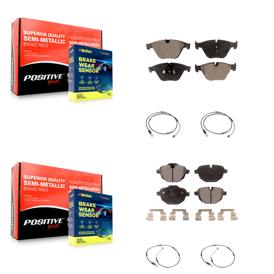 Front Rear Semi-Metallic Brake Pads Wear Sensor Kit For BMW 535i 528i 535d ActiveHybrid 5 KPW-100321