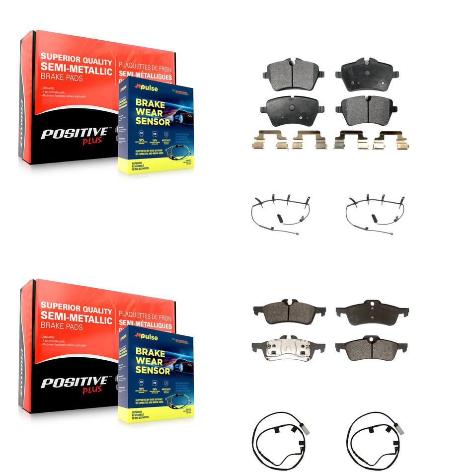 Front Rear Semi-Metallic Disc Brake Pads And Wear Sensors Kit For 2006 Mini Cooper 1.6L KPW-100327