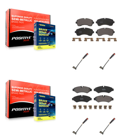 Front Rear Semi-Metallic Brake Pad & Wear Sensor Kit For Mercedes-Benz Sprinter 2500 1500 KPW-100334
