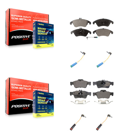 Front Rear Semi-Metallic Disc Brake Pads And Extra Wear Sensor Kit For Mercedes-Benz E400 KPW-100355