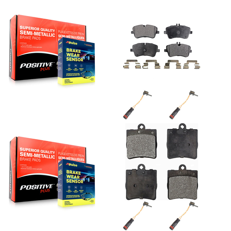Front Rear Semi-Metallic Disc Brake Pads And Wear Sensors Kit For Mercedes-Benz C230 C240 KPW-100357
