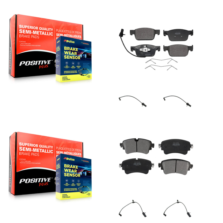 Front Rear Semi-Metallic Disc Brake Pads And Extra Wear Sensors Kit For Audi A4 Quattro KPW-100369