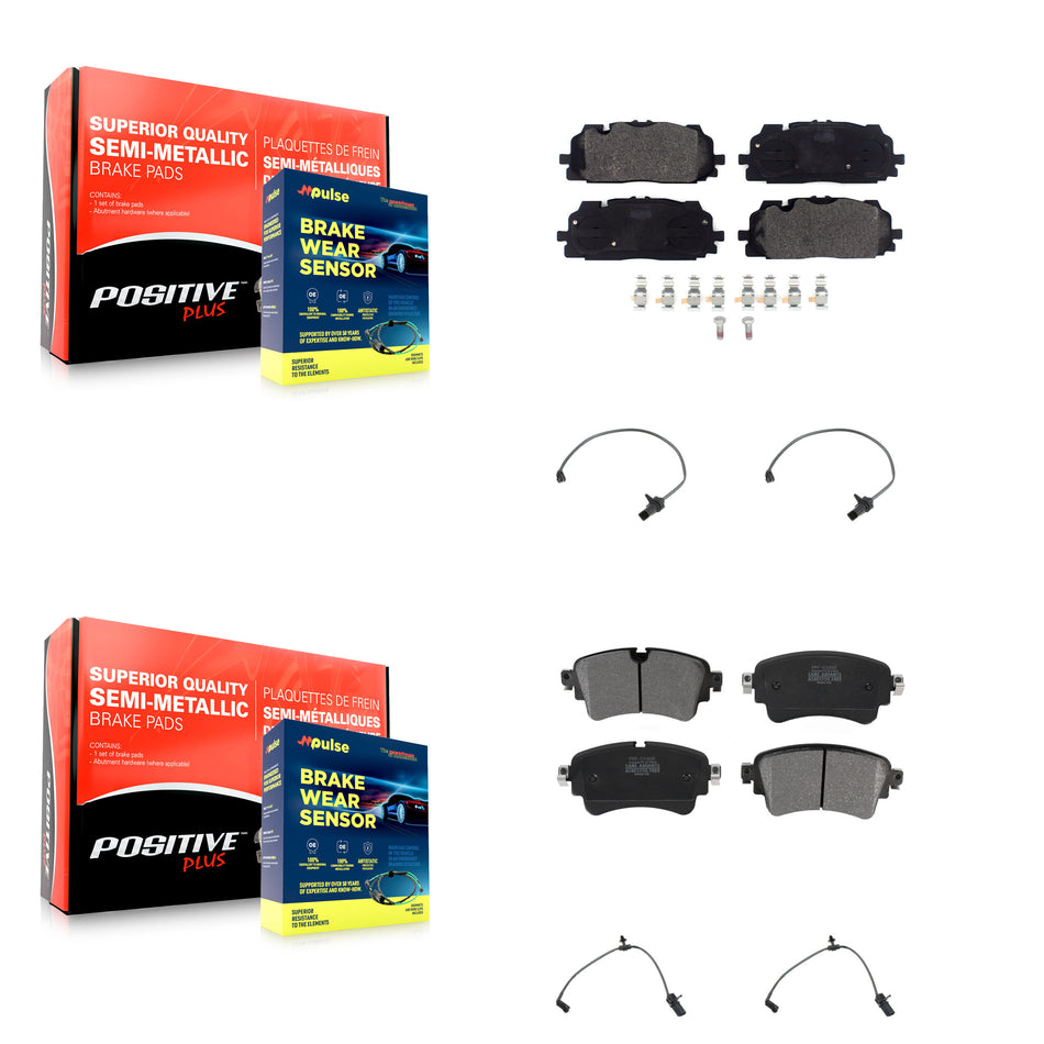 Front Rear Semi-Metallic Disc Brake Pads And Wear Sensors Kit For Audi S5 Sportback S4 KPW-100371