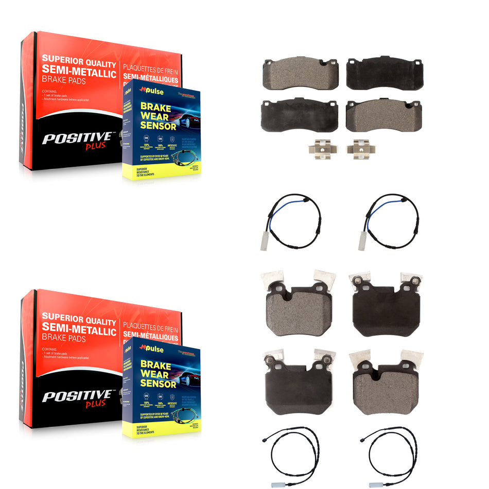 Front Rear Semi-Metallic Disc Brake Pads And Wear Sensors Kit For BMW 135i 3.0L KPW-100377