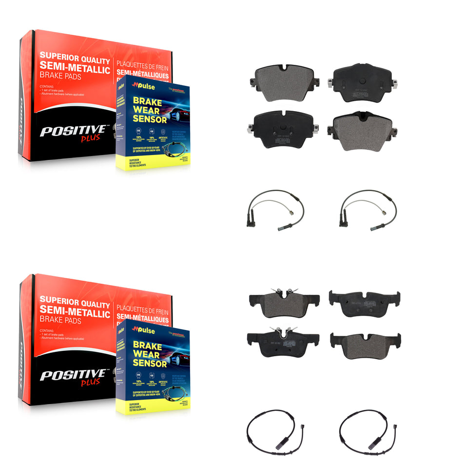 Front Rear Semi-Metallic Brake Pad & Wear Sensor Kit For BMW X1 Mini Cooper Countryman X2 KPW-100383
