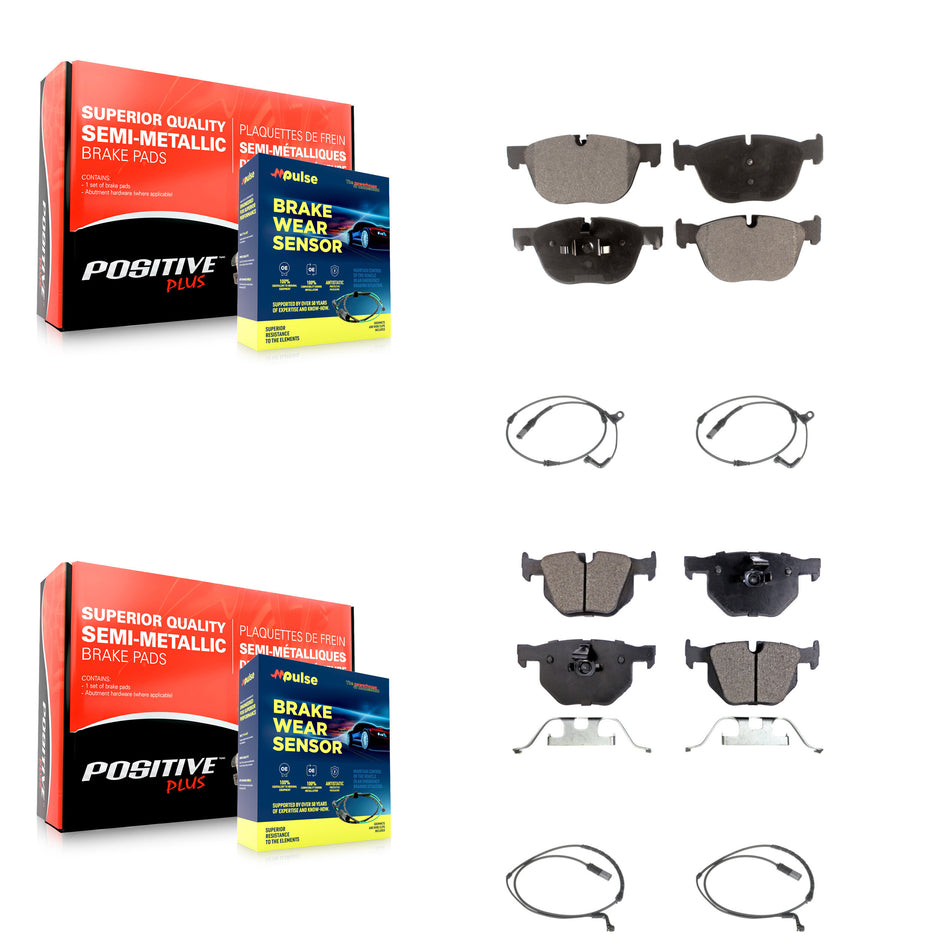 Front Rear Semi-Metallic Disc Brake Pads And Wear Sensors Kit For BMW X5 X6 KPW-100399