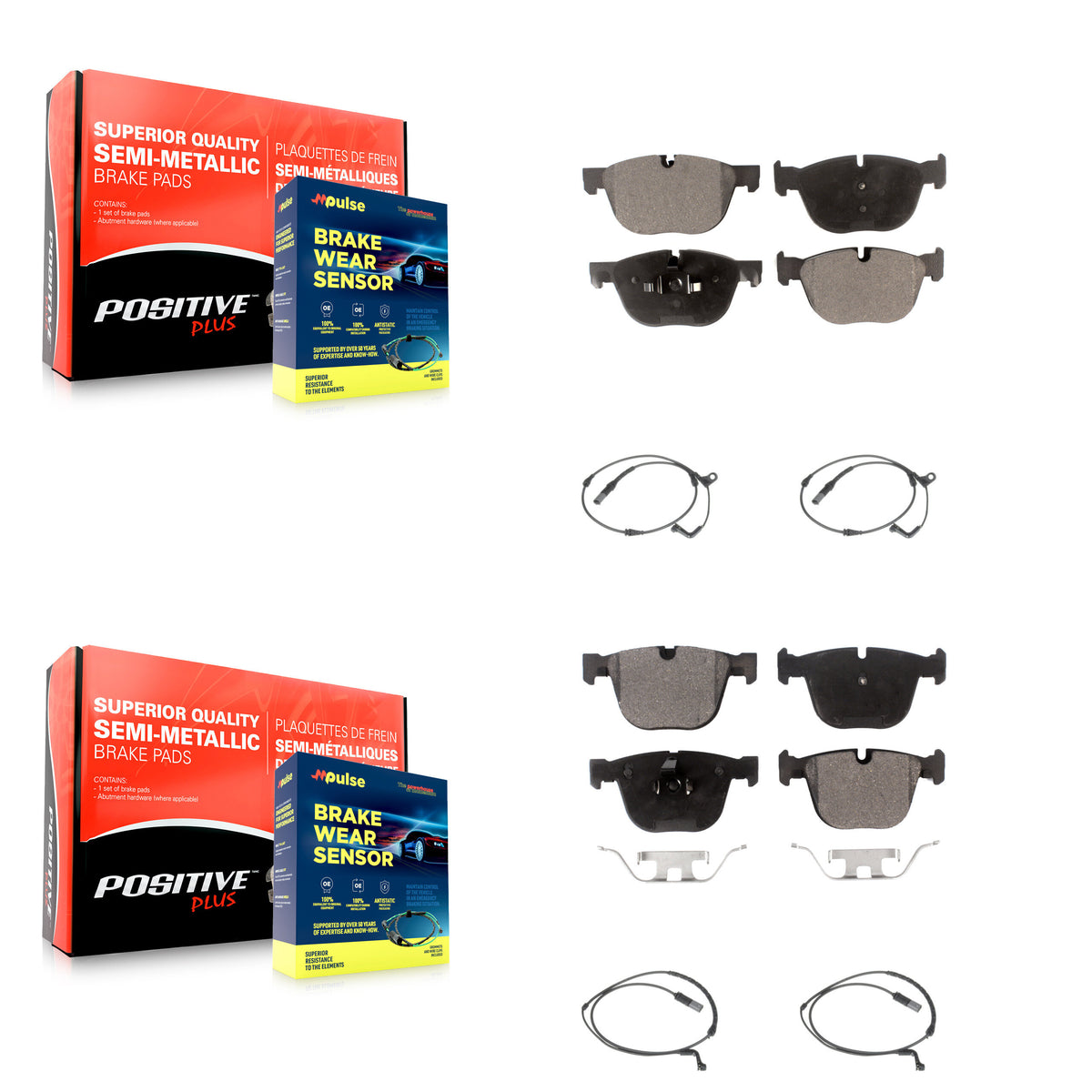 Front Rear Semi-Metallic Disc Brake Pads And Wear Sensors Kit For BMW X5 X6 KPW-100400