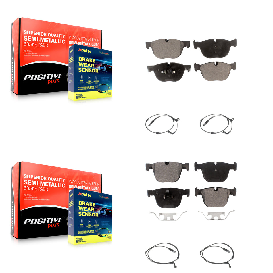 Front Rear Semi-Metallic Disc Brake Pads And Wear Sensors Kit For BMW X5 X6 KPW-100400